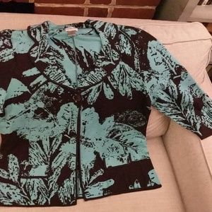 Chico's blue/black jacket size XL/3, 3/4 sleeve